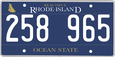 RI license plate 258965
