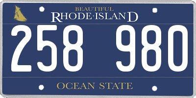 RI license plate 258980