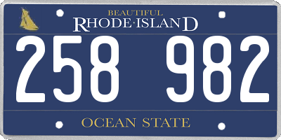 RI license plate 258982