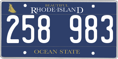 RI license plate 258983