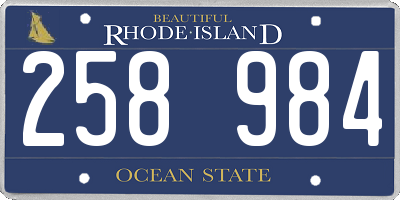 RI license plate 258984