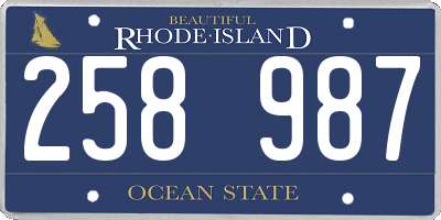 RI license plate 258987
