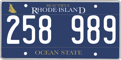 RI license plate 258989