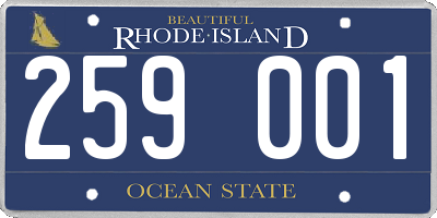 RI license plate 259001