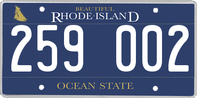 RI license plate 259002