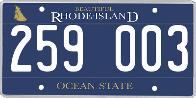 RI license plate 259003