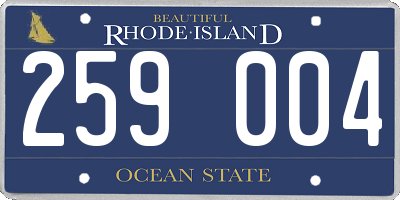 RI license plate 259004