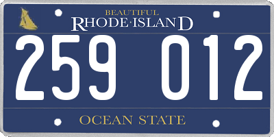 RI license plate 259012