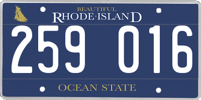 RI license plate 259016