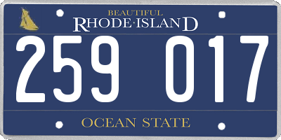 RI license plate 259017