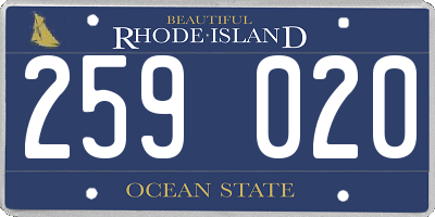 RI license plate 259020