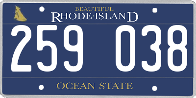 RI license plate 259038
