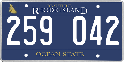 RI license plate 259042