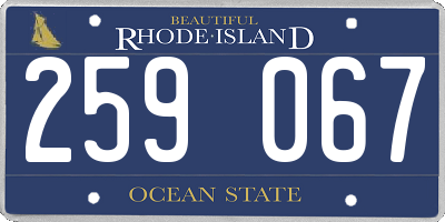 RI license plate 259067