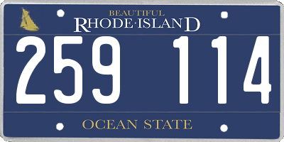 RI license plate 259114
