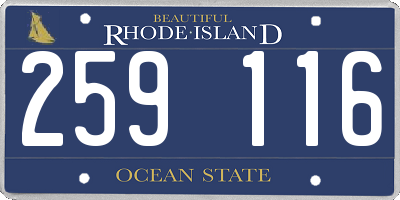 RI license plate 259116