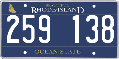 RI license plate 259138