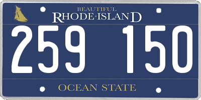 RI license plate 259150