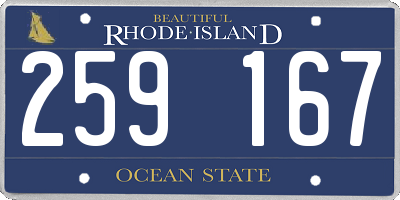 RI license plate 259167