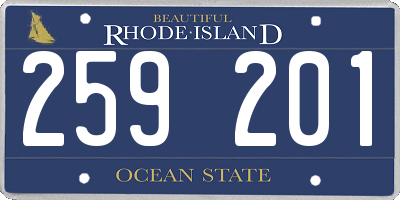 RI license plate 259201