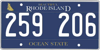 RI license plate 259206