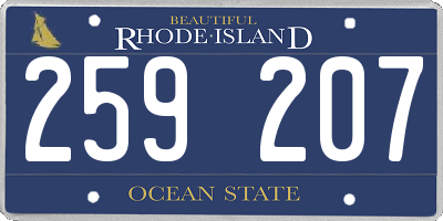 RI license plate 259207
