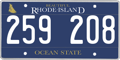 RI license plate 259208
