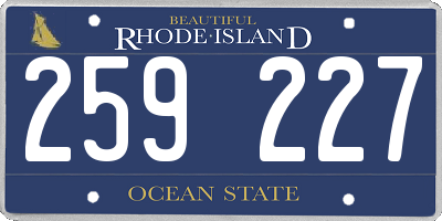RI license plate 259227