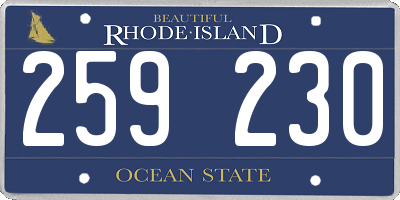 RI license plate 259230
