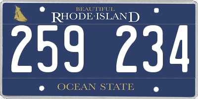 RI license plate 259234