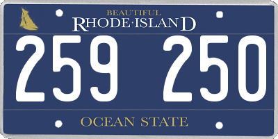 RI license plate 259250