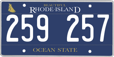 RI license plate 259257