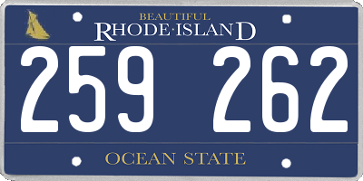 RI license plate 259262
