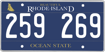 RI license plate 259269