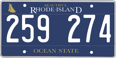 RI license plate 259274