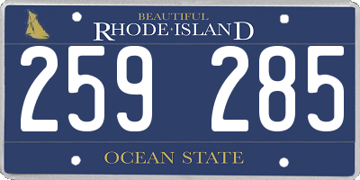 RI license plate 259285