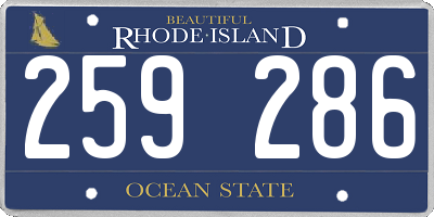 RI license plate 259286