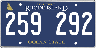 RI license plate 259292