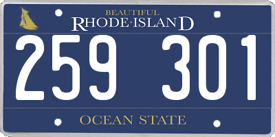 RI license plate 259301
