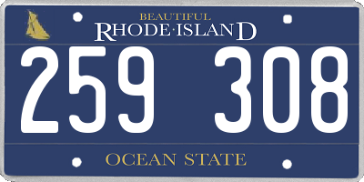 RI license plate 259308