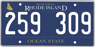 RI license plate 259309