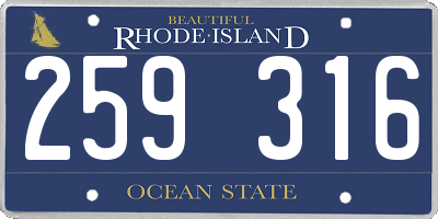 RI license plate 259316