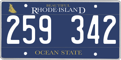 RI license plate 259342