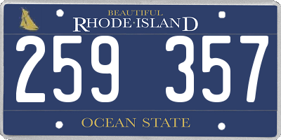 RI license plate 259357