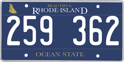 RI license plate 259362