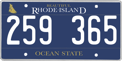 RI license plate 259365