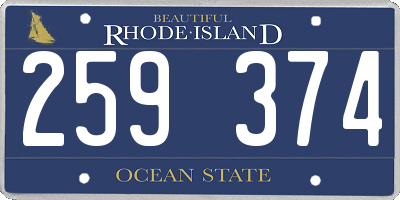 RI license plate 259374