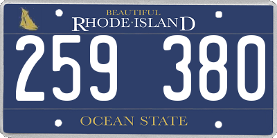 RI license plate 259380