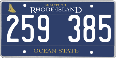 RI license plate 259385