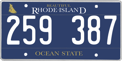 RI license plate 259387